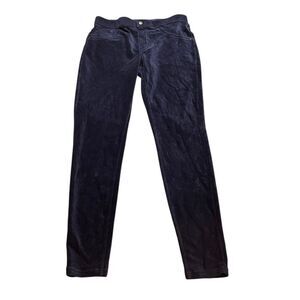 HUE Peacock Navy Blue Ribbed Velour Pull On Pants, Size M